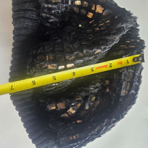 Lane Bryant Sparkle Beanie Short Black and Gold Knit Hat Caplet - Picture 4 of 5